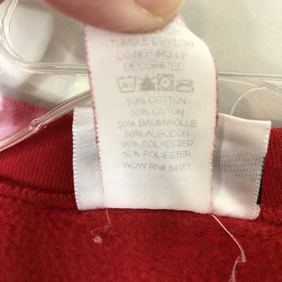 Walt Disney World Mickey Mouse Santa Hat Sparkle Red Sweatshirt Size Large - Picture 4 of 9